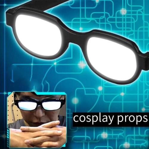Aura Flash Luminous Glasses Fashion Men Women LED Light Eyewear Stylish Appearance Anime Cosplay Party Prop with Button Battery