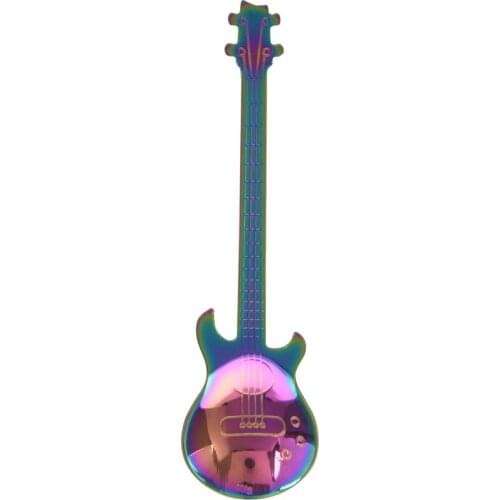 Set of 4 Guitar Shaped Stainless Steel Coffee Spoon Demitasse Spoons Dessert Spoons Sugar Spoon Kitchen Cute Utensil