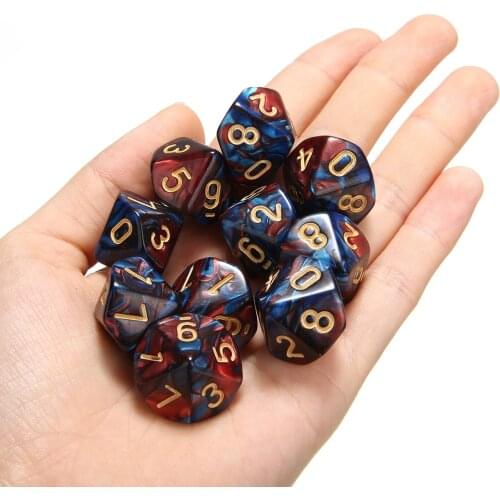 10pcs Birthday Parties Board Table Game Funny Dices 16mm Black Red Polyhedral D10 Sided Dice for Retail
