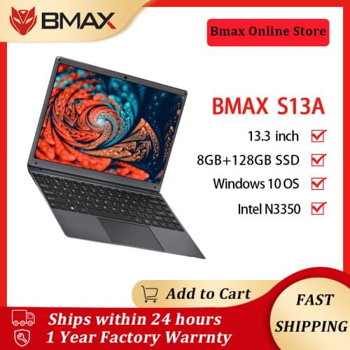 Newest Laptop BMAX S13A 13.3" Intel Pentium Silver N3350 1920x1080 IPS Notebook 8GB RAM 128GB ROM Laptops Windows 10 Computer