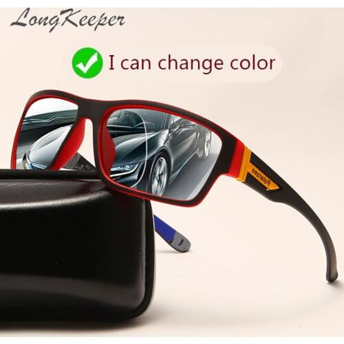 New Square Photochromic Sunglasses Men Outdoor Driving Change Color Lens Sun Glasses UV400 Goggles Oculos De Sol Masculino