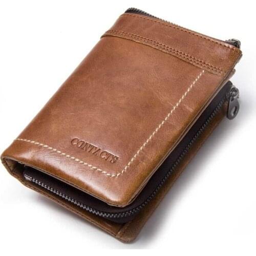 New Retro luxury Genuine Leather Men Wallet Small Men Wallet Zipper Male Short Coin Purse Brand High Quality