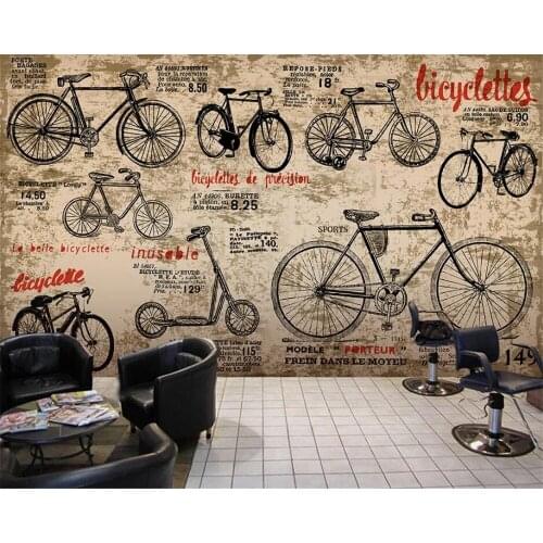 Wellyu Custom wallpaper 3D stereo mural retro bicycle restaurant bar shopping mall clothing store general background wall paper