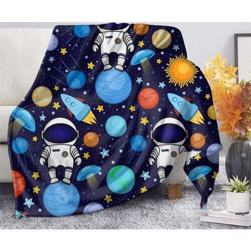 Astronaut Blanket Printed Kids Fashion Flannel Blanket for Bed Home Decoration Fashion Office Throws Blanket Drop Shipping
