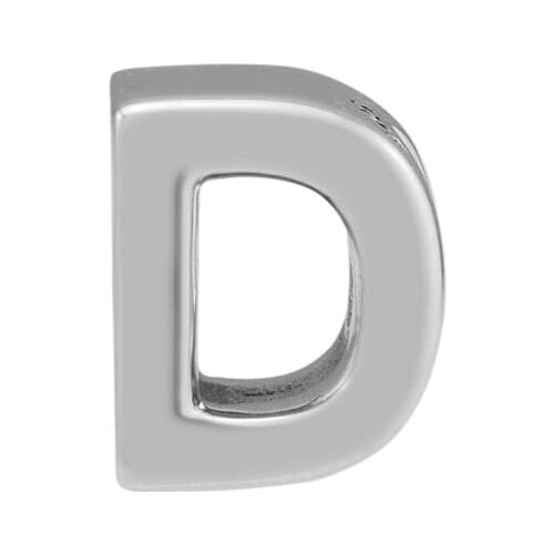 Wholesale 925 Sterling Silver Bead Alphabet Letter D Charm Beads Fits Original Pandora Bracelet Argent DIY Jewelry Making