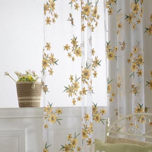 Living Room Sheer Tulle Delicate Flower Window Tulle Curtain Sheer Drape Divider Window Voile Curtains Home Bedroom Decor