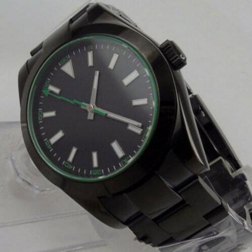 Luxury 40mm Mechancial Mens Watch Black Dial Sapphire Glass MIYOTA Movement Automatic Function