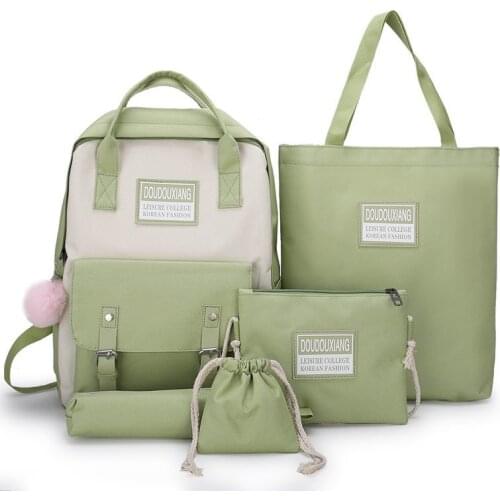 5 set School Bags for Teenage Girls Kids Children Student Backpack Travel Teen Shoulder Bag Child Schoolbag New Women backpack