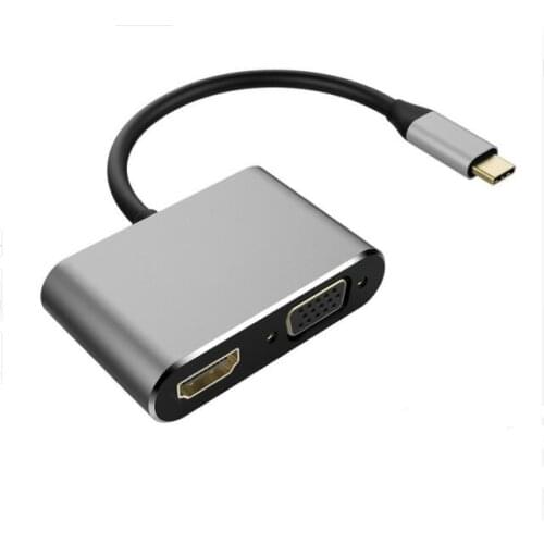 USB Type-C HUB USB C to HDMI 4K VGA Combo Adapter Converter for Laptop Macbook Air Pro 2018 2017 Google Chromebook Pixel Samsung