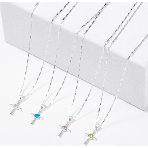 WYBU 2021 New 925 Silver Necklace for Women Simple Necklace Exquisite Zircon Cross Fine Jewelry Pendant Festival Gift