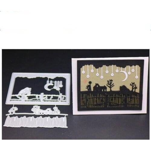 YINISE Metal Cutting Dies For Scrapbooking Stencils Night Village DIY CUT Album Cards Decoration Embossing Folder Die Cuts Tools