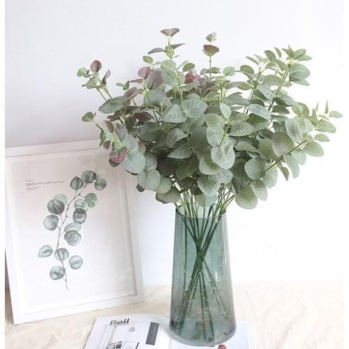 Green Artificial Leaves Large Eucalyptus Leaf Plants Wall Material Decorative Fake Plants For Home Shop Garden Party Decor