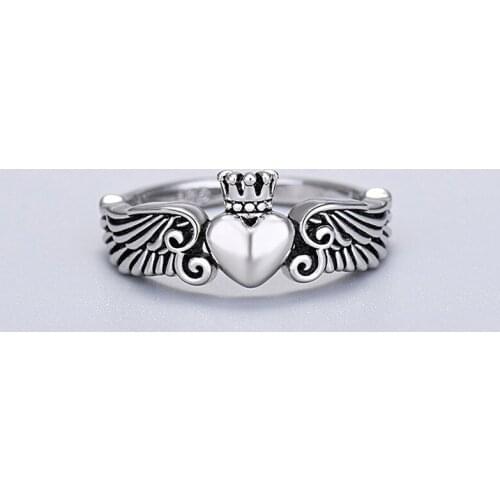 Retro Creative Charm Simple Design Heart Crown Rings Adjustable Open Ring For Women Jewelry Accessories Gifts