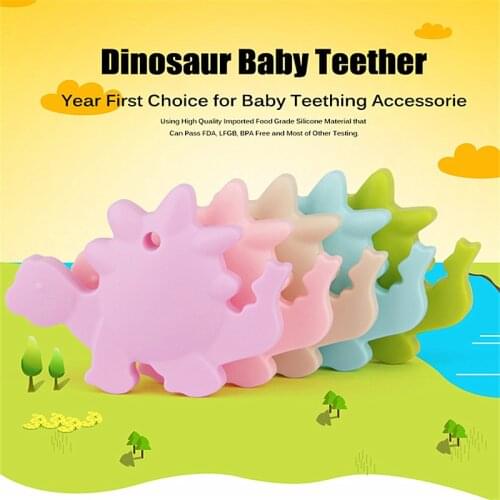 1PC BPA Free Safe and Natual Silicone Dinosaur Teether Chewable Pendant Nursing Necklace Baby Dummy Teether