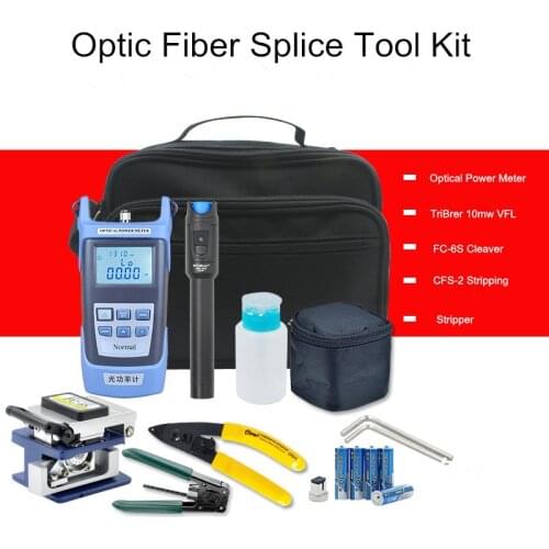 12 in 1 FTTH tool set Optical power meter with TriBrer 10mw/10KM VFL fc-6s cleaver CFS-2 stripper fiber tool kits
