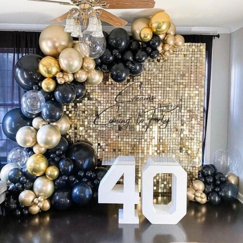 127pcs Black Gold Chrome Balloon Garland Arch Kit Gold 4D Balloons Birthday Party Decoration Bubble Balloons Wedding Decor Balls
