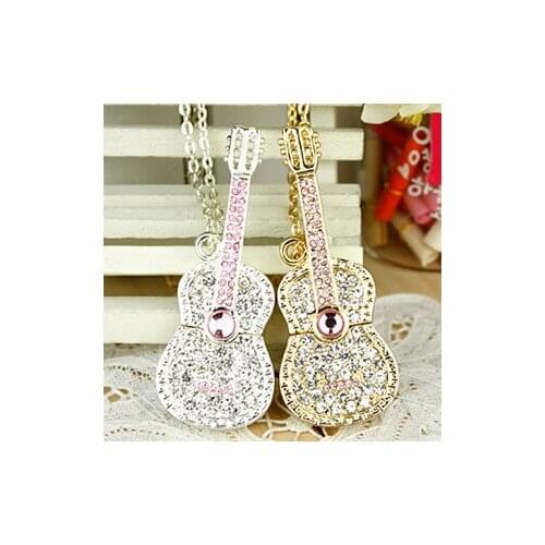 2.0 Crystal Guitar Usb Jewelry Flash Drive 64GB 32GB 16GB 8GB Pen Drive Pendrive Usb Creativo Flash Memory Stick 1TB 2TB Gift