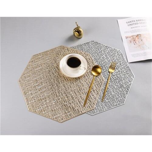 2pcs a set Octagonal Placemat Fashion PP Dining table mat Disc Pads Bowl Pad Coasters Non-Slip Waterproof Table Decoration