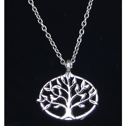 20pcs New Fashion Necklace 27x27mm life tree Pendants Short Long Women Men Colar Gift Jewelry Choker
