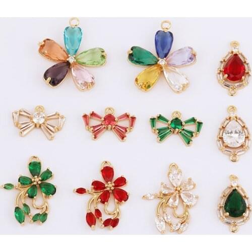 WHSOK 30Pcs Jewelry Accessories/DIY/Bowknot Shapes/Hand Made/Crystal Pendants For Earrings/Jewelry Findings Components/CZ Charms