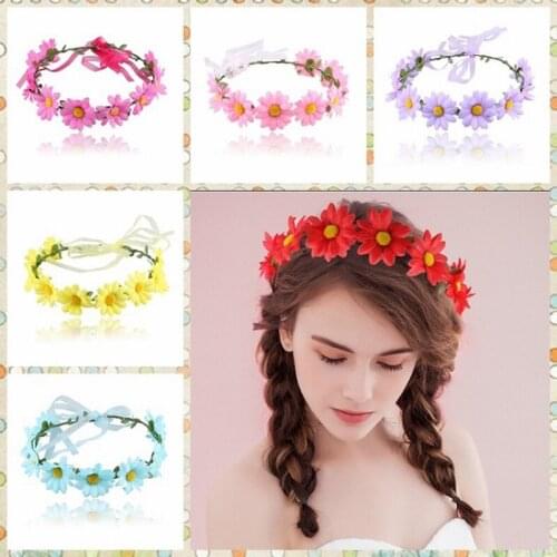 60pcs New fashion Bohemia Handmade Daisy Garland Wedding Bridal Wreath Headdress Seaside Tourist Flowers Hair Band W9847