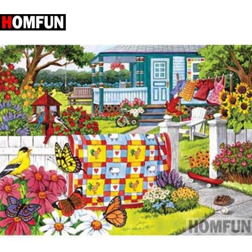 HOMFUN Full Square/Round Drill 5D DIY Diamond Painting "House landscape" Embroidery Cross Stitch 5D Home Decor Gift A18057