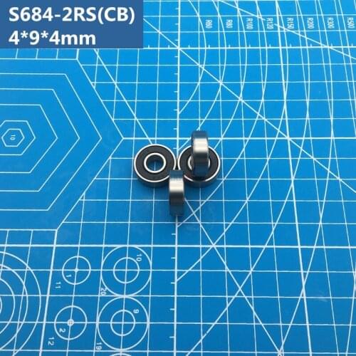 Free shipping 2pcs ABEC-7 S684-2RS (4*9*4mm) Hybrid ceramic stainless steel ball bearing S684 CB 2RS for bike & fishing 684RS