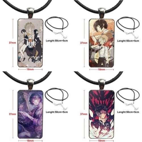 Bungou Stray Dogs For Women Party Design Fashion Vintage Glass Women Rectangle Necklace Pendants