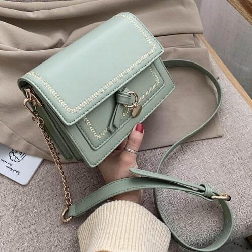 Chain flap bags for women Crossbody Shoulder Bag PU Leather ladies handbag 2021 Trendy Luxury Female messenger bags bolsas green