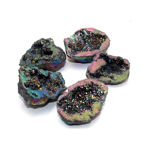 CINGESTO 5pcs Original Druzy Agates Necklace Pendant, Natural Nugget Gems Stone Beads, DIY Fashion Women Jewelry semiprecious