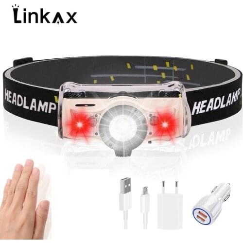 Body Motion Sensor XML-2 LED Headlamp USB Rechargeable LED Headlight Zoom Focus Head Flashlight Camping Torch Light Lamp