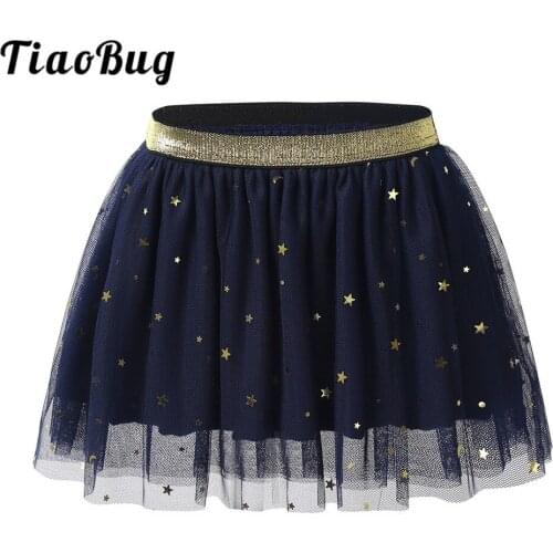 TiaoBug Kids Baby Girls Sparkly Stars Sequins Ruffled Layered Tulle Ballet Tutu Skirt Toddlers Stage Performance Dance Costume