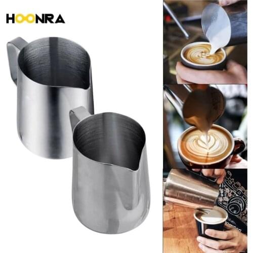 HOONRA 150/350 Frothing Pitcher Pull Flower Cup Stainless Steel Coffee Milk Foam Mug Milk Frothing Jug Thermo Latte Art