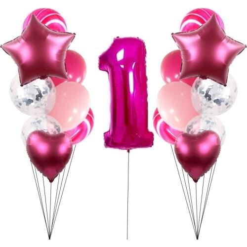 KAMMIZAD 32inch pink number balloons heart star latex child Shower Favors globos birthday party decorations kids and adult