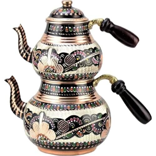 Rose Flower Copper Teapot Gift Custom Production Turkish Ottoman Hand Made Tea Coffee Traditional