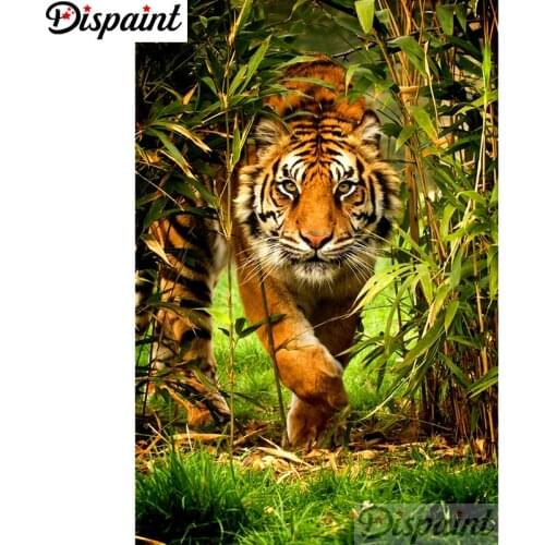 Dispaint Full Square/Round Drill 5D DIY Diamond Painting "Animal tiger" Embroidery Cross Stitch 3D Home Decor A10713