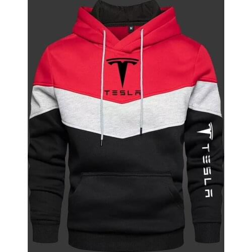 2021 New Mens Hooded Tesla Fashion Long Sleeve Outwear Autumn Spring Casual Hoodies Fleece Warm Sportswear Thicken Sweatshirts