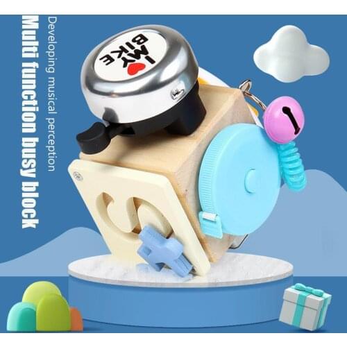 New Montessori Wooden Busy Block Six In One Interactive Building Board Preschool Fun Early Childhood Education Educational Toys