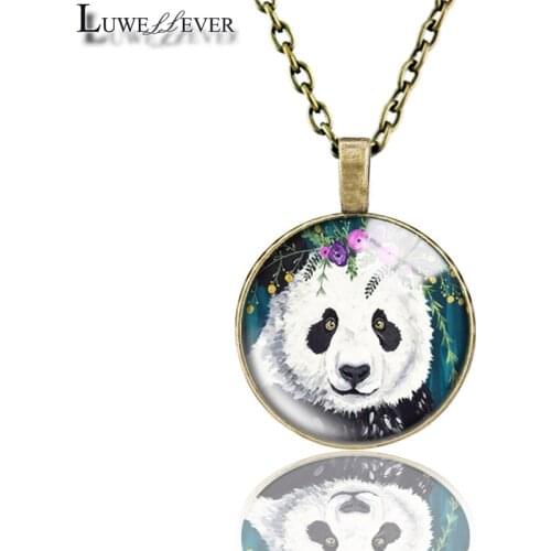 Animal Flower Necklace 709 25mm Bronze 30mm Wood Rhinestone Double-sided Moon Round Glass Pendant For Women Gift