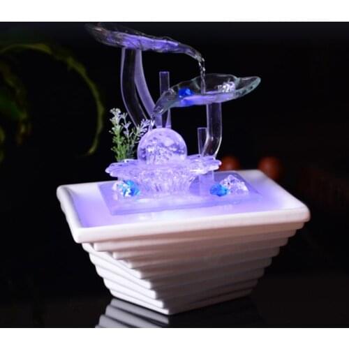 Housewarming gifts living room decoration running water Table top small fountain ceramics Crystal ball humidifier ornament