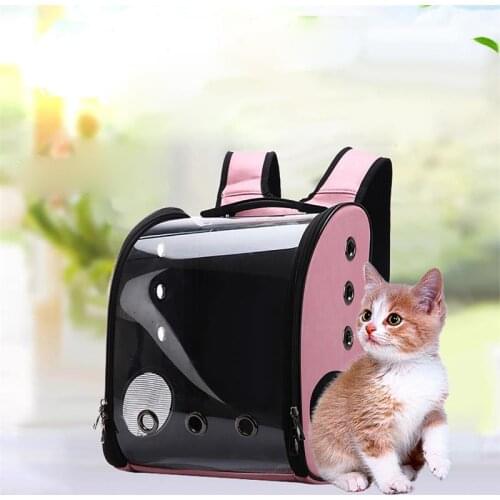 Portable Foldable Breathable Visible Pet Backpack Pet Transparent Carrier Bags Dog Carrier Backpack Pet Outdoor Carry Supplies
