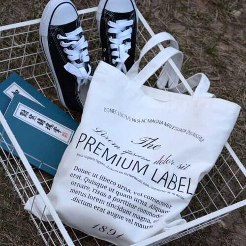 Casual Letter Printing Women Canvas Shoulder Shopper Bag Large Korean Cotton Cloth Ladies Handbag Eco Reusable Shopping Bag