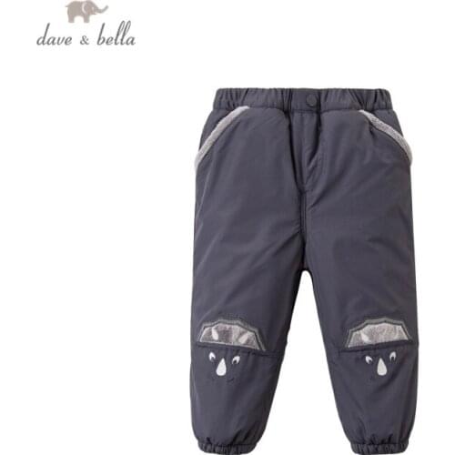 DBJ15115 dave bella winter baby boys fashion cartoon padded pants children full length kids pants infant toddler trousers