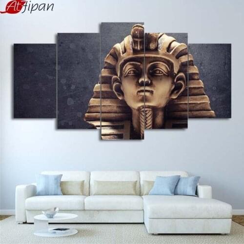 Modern Home Wall Art Decor Frame Modular Pictures 5 Pieces Egyptian Pharaohs Statue HD Print Painting On Canvas For Living Room