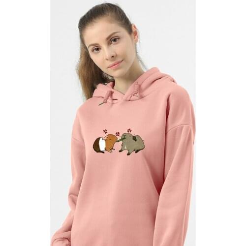 Harajuku Cute Funny Guinea Pig Hoodie Women Plus Size Pullover Sweatshirt Long Sleeves Soft Hoodies for Girls Korean Clothing