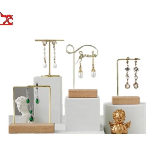 Unique Metal Earring Display Necklace Stand Gold Color T-Bar Women Desk Jewelry Organizer Ring Necklace Showing Jewelry Rack