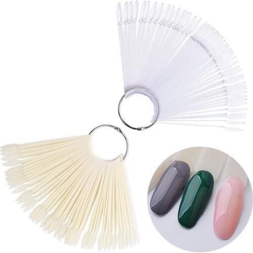 50Pcs Fan-shape Color Card Nail Art Tips Polish Board Nail Art Display Practice Sticks Manicure nail art Tool