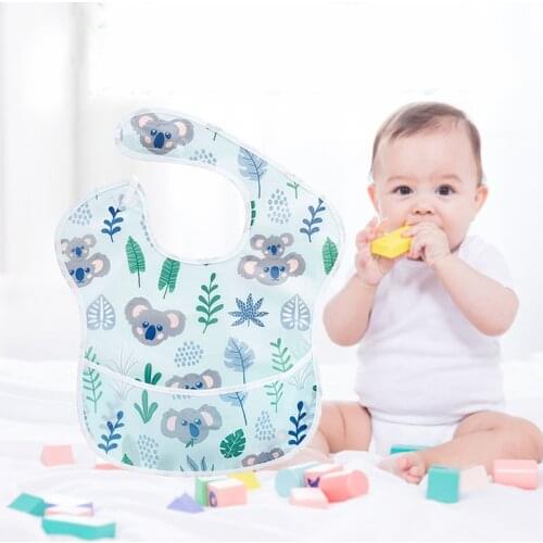 Waterproof Baby Feeding Bibs with pocket Unisex Washable Fashion Bibs For Girls Boys Stain and Odor Resistant Fashion Kids Bib