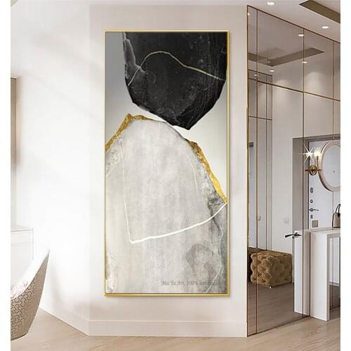 High Quality New Design Hand painted Golden Oil Painting on Canvas Black White Modern Oil Painting for living room Wall Decor