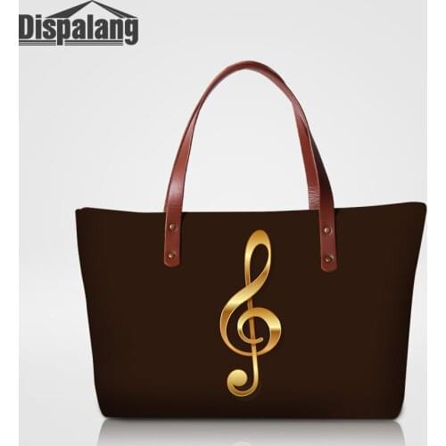 Dispalang Women Travel Shoulder Bags 3D Printing Musical Note Handbags Girls Fashion Summer Beach Bag Ladies Party Wedding Totes